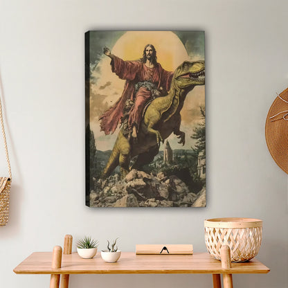 Jesus Riding a Dinosaur Funny Meme Art Print|Liberty Signs #L392