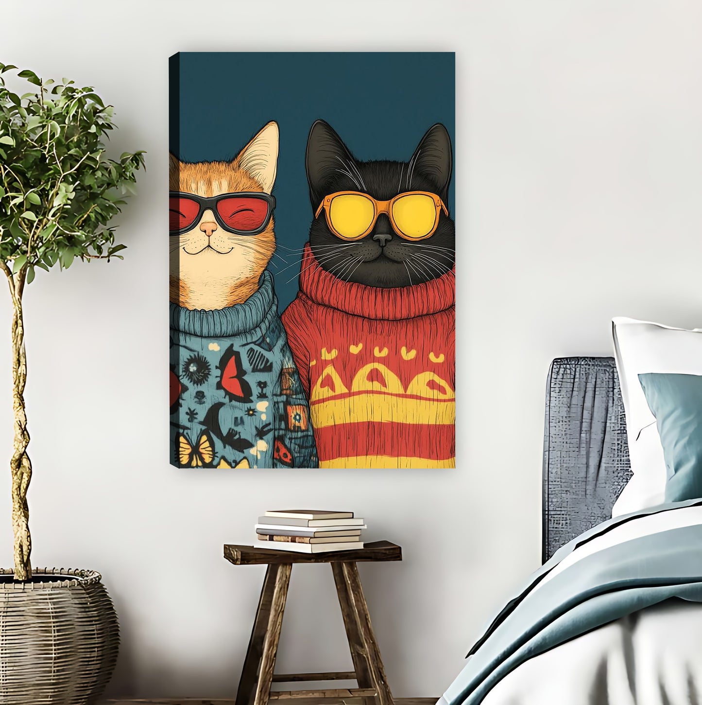 Cool Cats in Sunglasses & Sweaters Funny Wall Art Print|Liberty Signs #L824