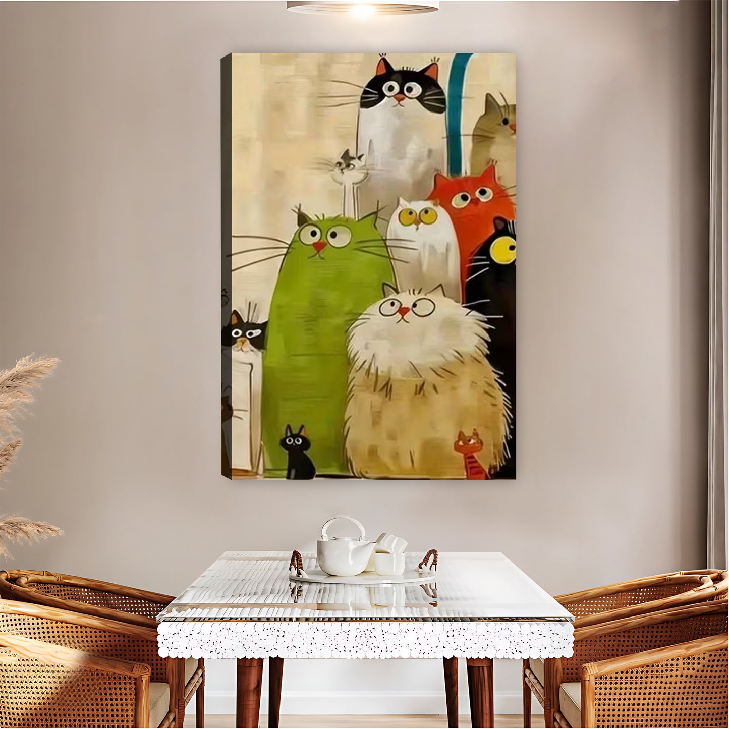 Playful Whimsical Cat Family Group Wall Art Print| Liberty Signs #L1577