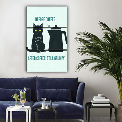 Before Coffee After Coffee Grumpy Cat Metal Sign - Funny Wall Decor|Liberty Signs#L322