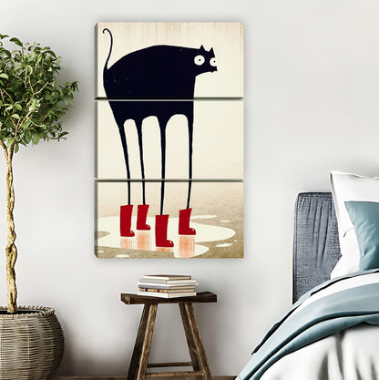 Black Cat in Red Rain Boots Minimalist |Liberty Signs #L846