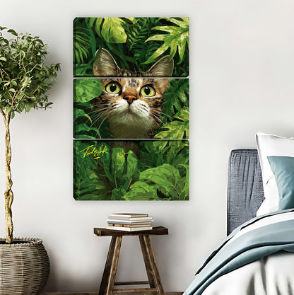 Cute Cat Hiding in Leaves Art Print|Liberty Signs #L804