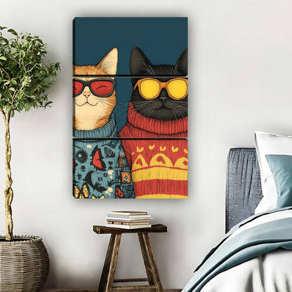 Cool Cats in Sunglasses & Sweaters Funny Wall Art Print|Liberty Signs #L824