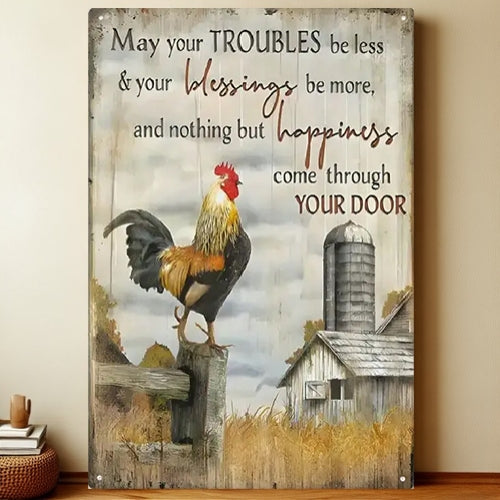 8x12 Farmhouse Metal Sign – Rustic Tin Wall Art with Barn & Animals | Liberty Signs #7271