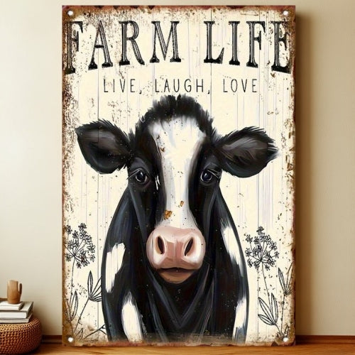8x12 Farmhouse Metal Sign – Rustic Tin Wall Art with Barn & Animals | Liberty Signs #7275