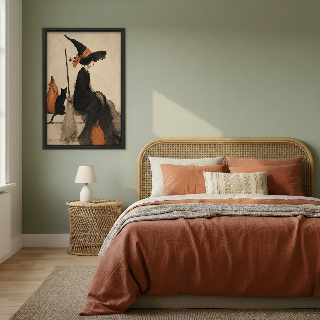 Autumn Witch Pumpkin Canvas Wall Art L6227