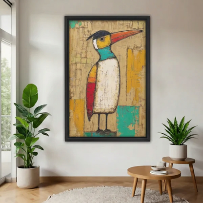 Midcentury Colorful Bird Canvas Wall Art L6233