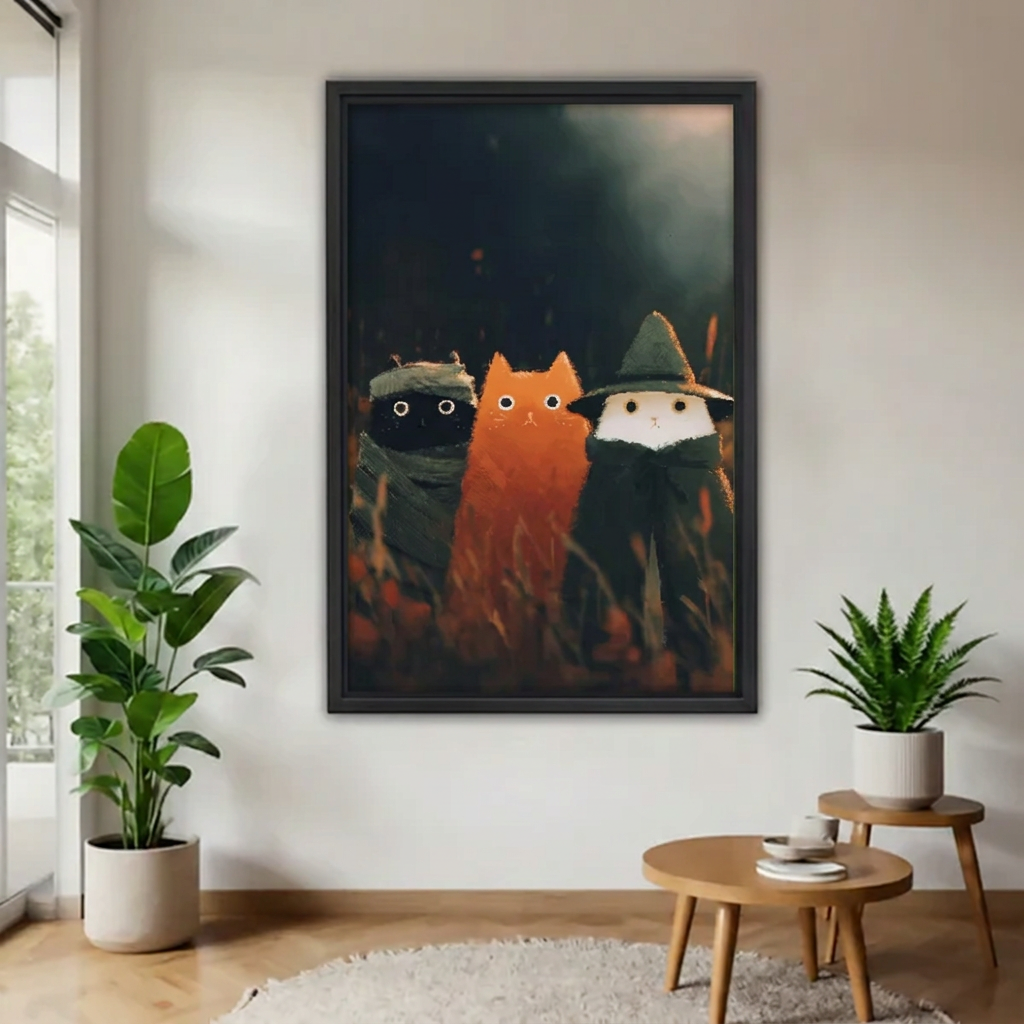 Halloween Cat Trio Canvas Wall Art L6179