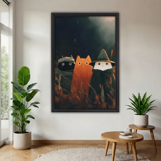 Halloween Cat Trio Canvas Wall Art L6179