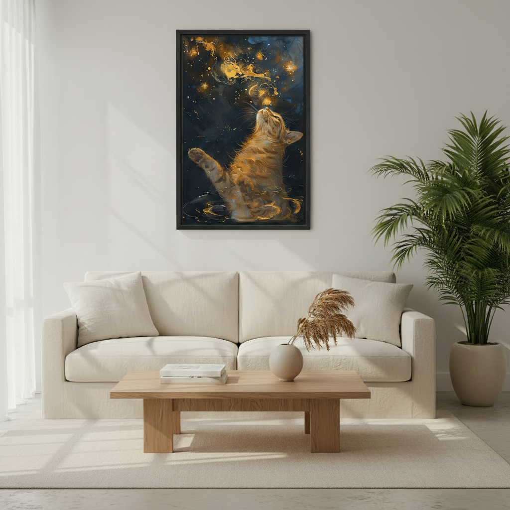 Mystical Cat Galaxy Fantasy Wall Art Print l2006