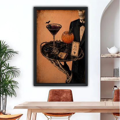 Halloween Skeleton Server Canvas Wall Art L6177