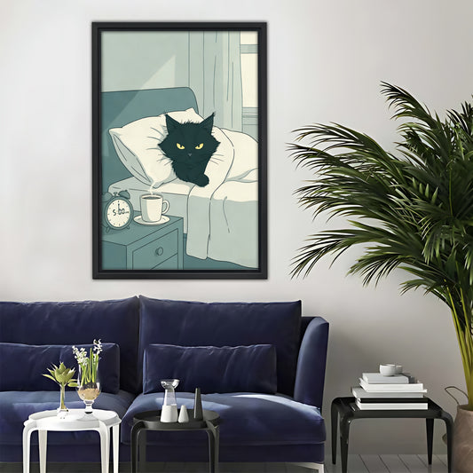 Lazy Cat in Bed Metal Sign - Funny Bedroom Wall Art|Liberty Signs#L323