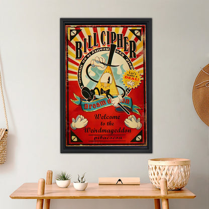 Bill Cipher Welcome to Weirdmageddon Retro Poster|Liberty Signs #L394
