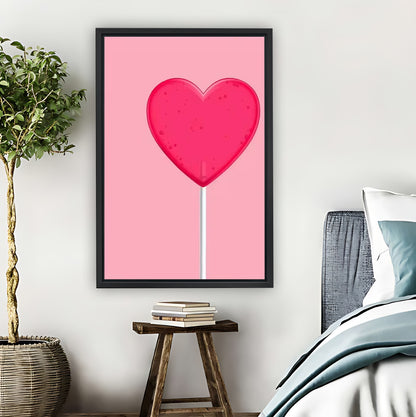 Minimalist Pink Heart Lollipop Wall Art Print| Liberty Signs #L1557