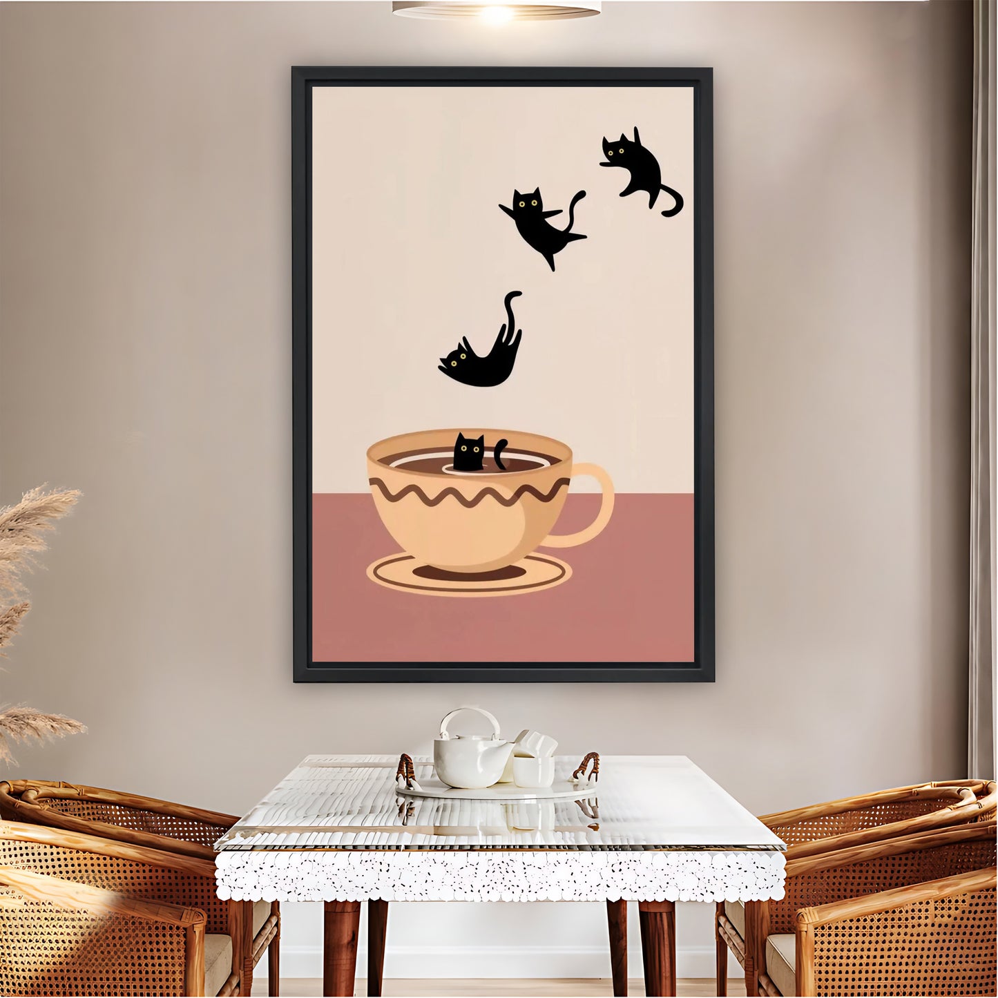 Cats Jumping Out of Teacup Whimsical Wall Art|Liberty Signs #L829