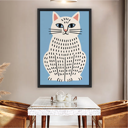 Spotted White Cat Portrait Minimalist Wall Art Print| Liberty Signs #L1511