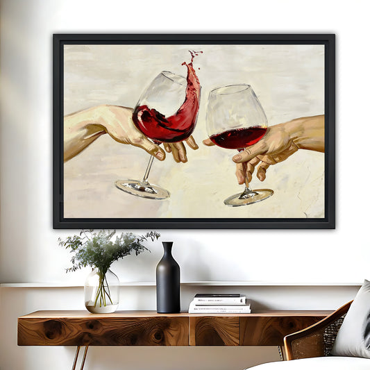 Wine Toast Hands Oil Painting | Romantic Wall Art|Liberty Signs #L625