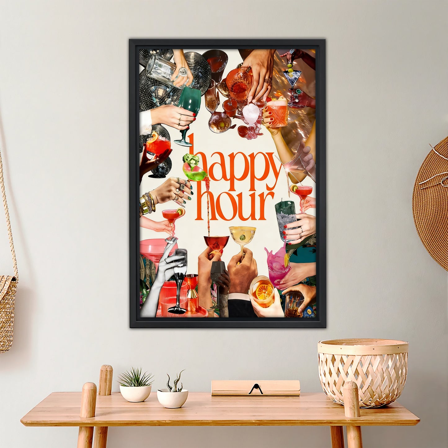 Happy Hour Retro Collage Art Print - Vibrant Eclectic Wall Decor|Liberty Signs #L451