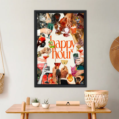 Happy Hour Retro Collage Art Print - Vibrant Eclectic Wall Decor|Liberty Signs #L451