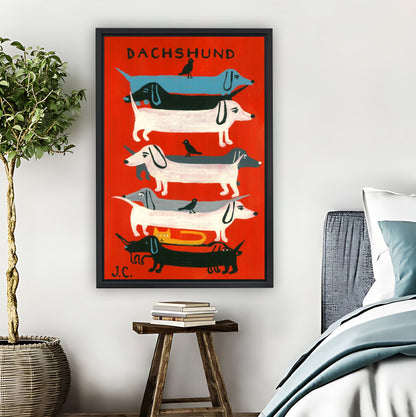 Stacked Dachshunds Funny Retro Wall Art Print|Liberty Signs #L880