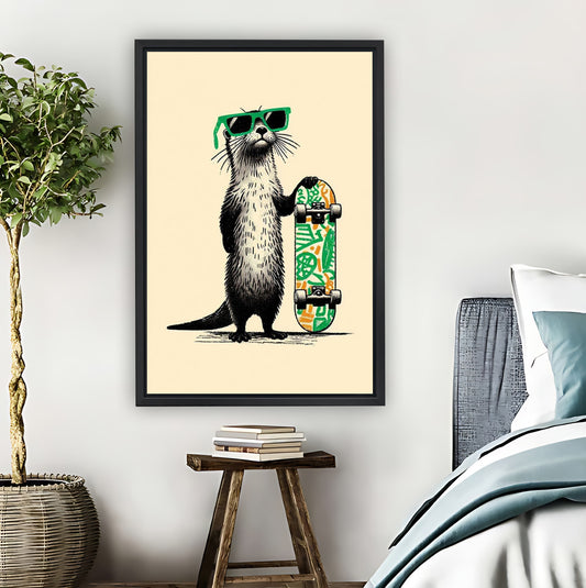 Cool Otter on Skateboard Art Print|Liberty Signs #L805