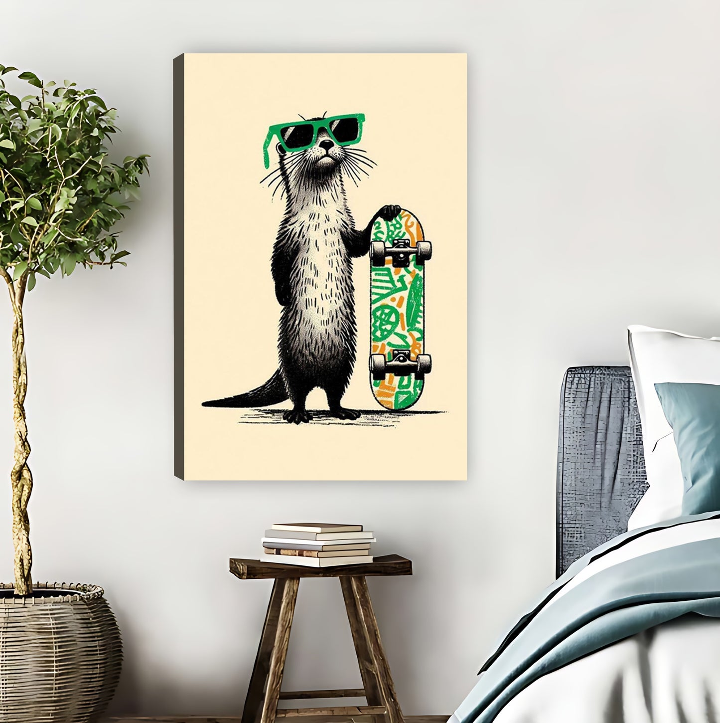 Cool Otter on Skateboard Art Print|Liberty Signs #L805
