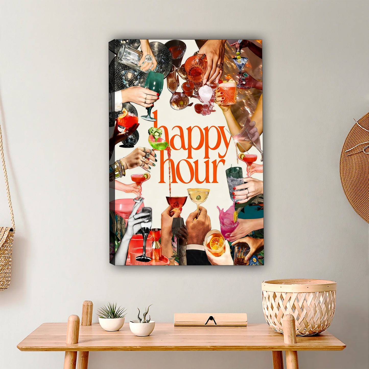 Happy Hour Retro Collage Art Print - Vibrant Eclectic Wall Decor|Liberty Signs #L451