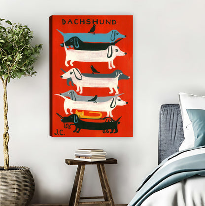 Stacked Dachshunds Funny Retro Wall Art Print|Liberty Signs #L880