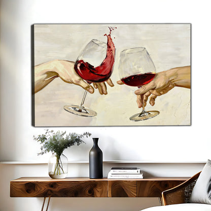 Wine Toast Hands Oil Painting | Romantic Wall Art|Liberty Signs #L625