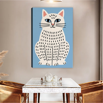 Spotted White Cat Portrait Minimalist Wall Art Print| Liberty Signs #L1511