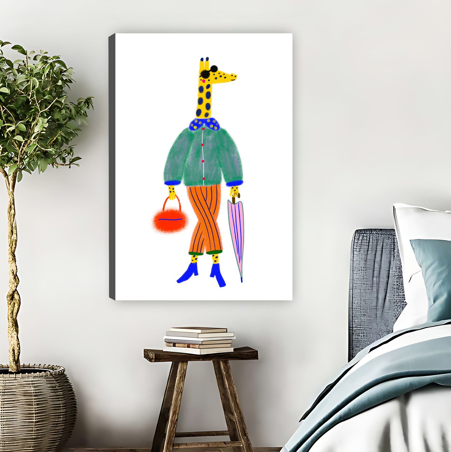 Fashionable Giraffe with Purse & Umbrella Funny Wall Art| Liberty Signs #L893