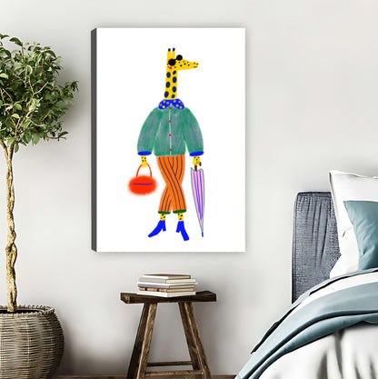 Fashionable Giraffe with Purse & Umbrella Funny Wall Art| Liberty Signs #L893