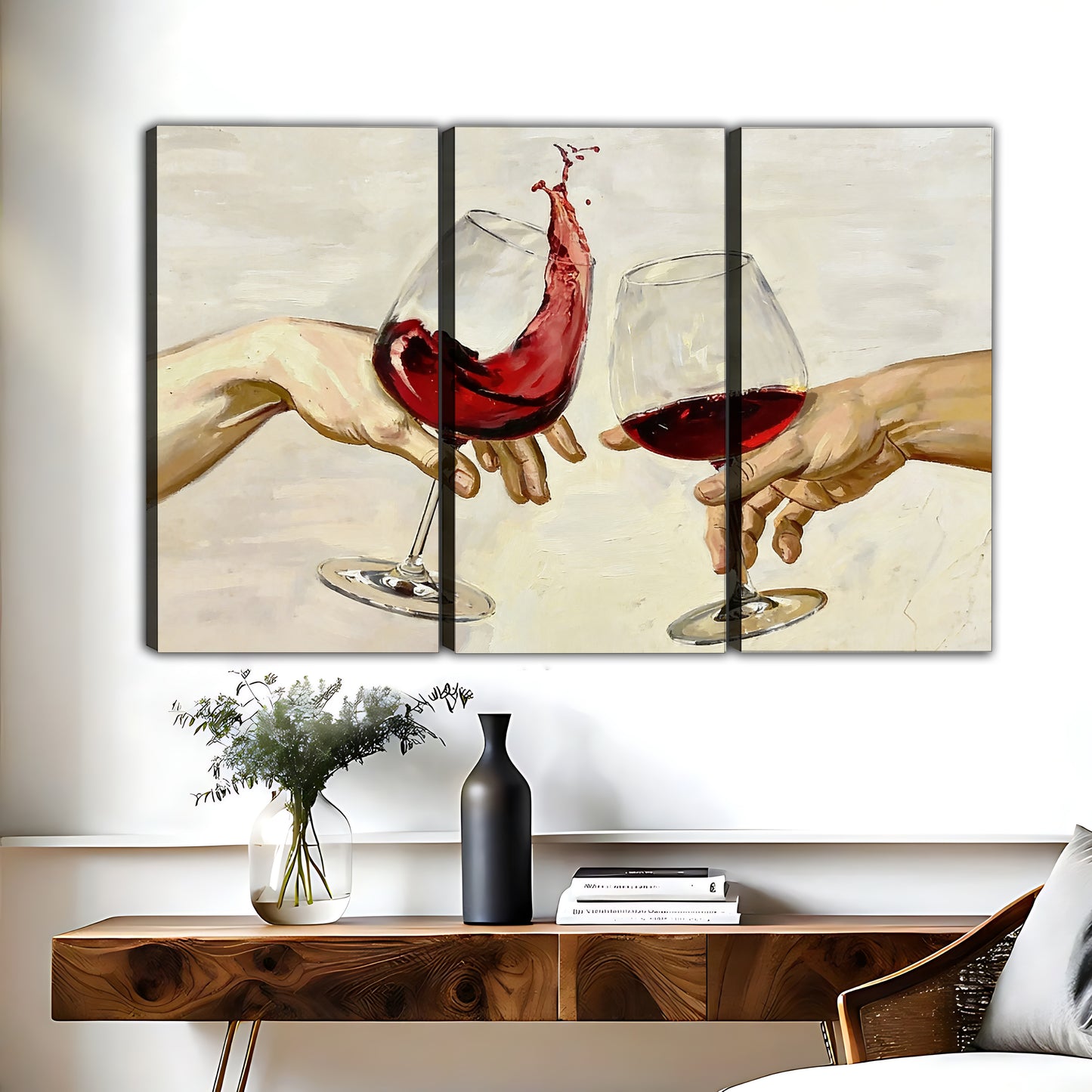 Wine Toast Hands Oil Painting | Romantic Wall Art|Liberty Signs #L625