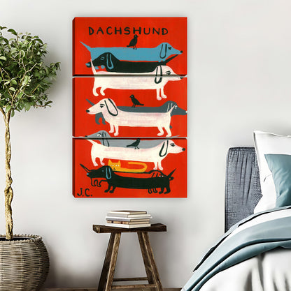 Stacked Dachshunds Funny Retro Wall Art Print|Liberty Signs #L880