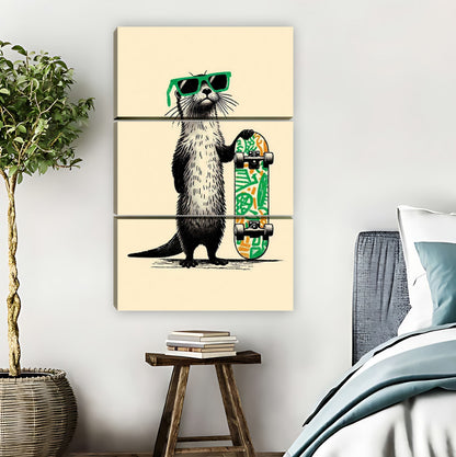 Cool Otter on Skateboard Art Print|Liberty Signs #L805