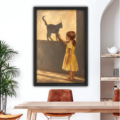 Girl and Cat Shadow Canvas Wall Art L6182