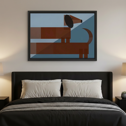 Geometric Dachshund Canvas Wall Art | Framed & Unframed l4990