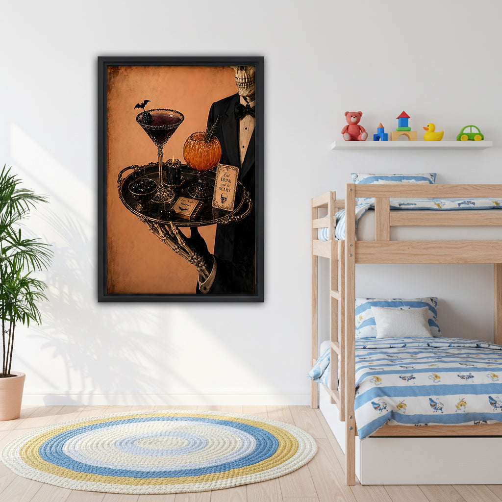 Halloween Skeleton Server Canvas Wall Art L6177