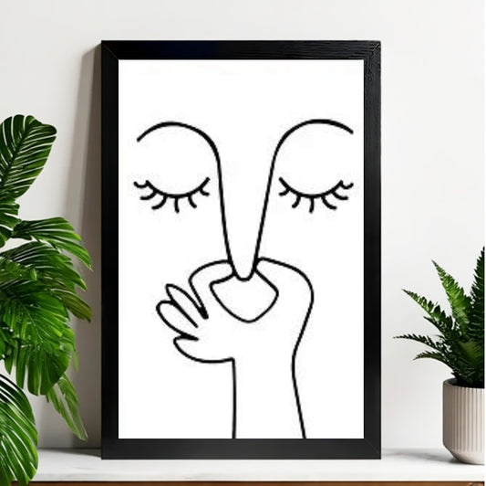 12x18 Neutral Abstract Framed Wall Art – Minimalist Line Art for Office or Studio | Liberty Signs #M3013