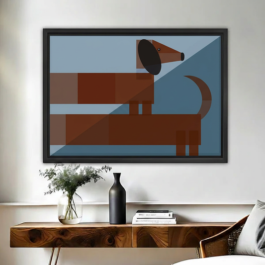 Geometric Dachshund Canvas Wall Art | Framed & Unframed l4990