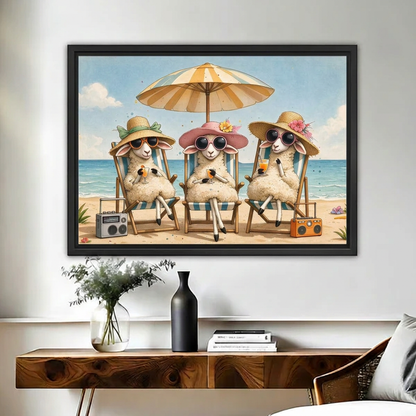 Beach Sheep Canvas Wall Art L6251