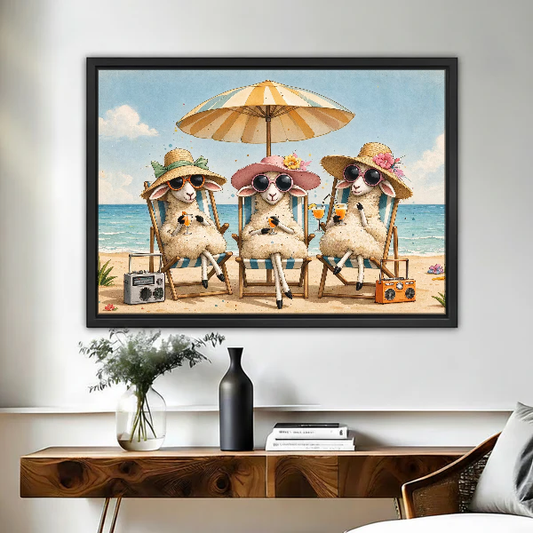Beach Sheep Canvas Wall Art L6251