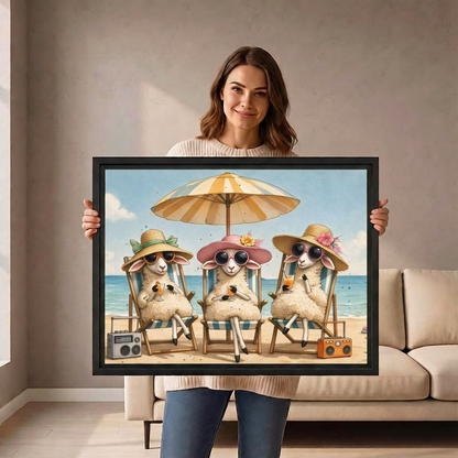 Beach Sheep Canvas Wall Art L6251