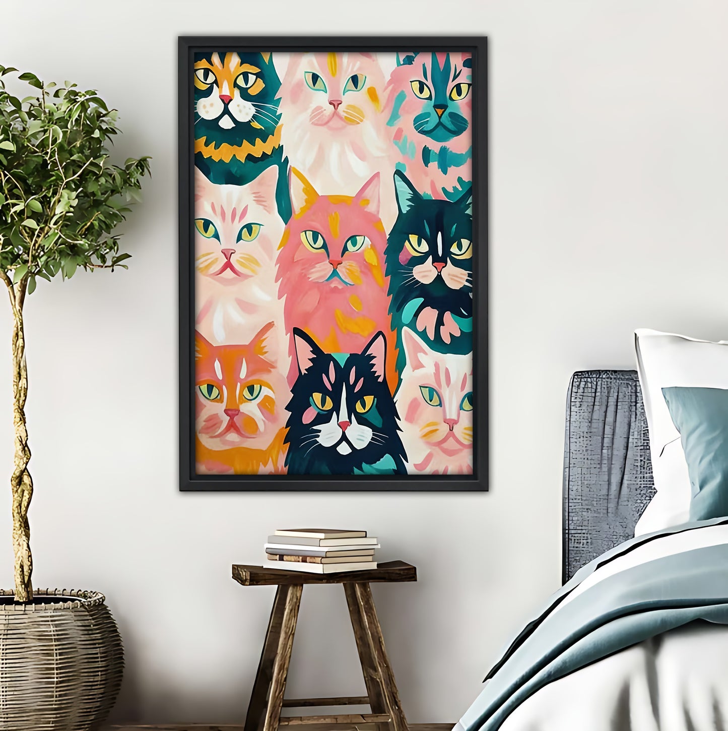 Colorful Cat Collage Art Print - Vibrant Feline Wall Decor|Liberty Signs #L428