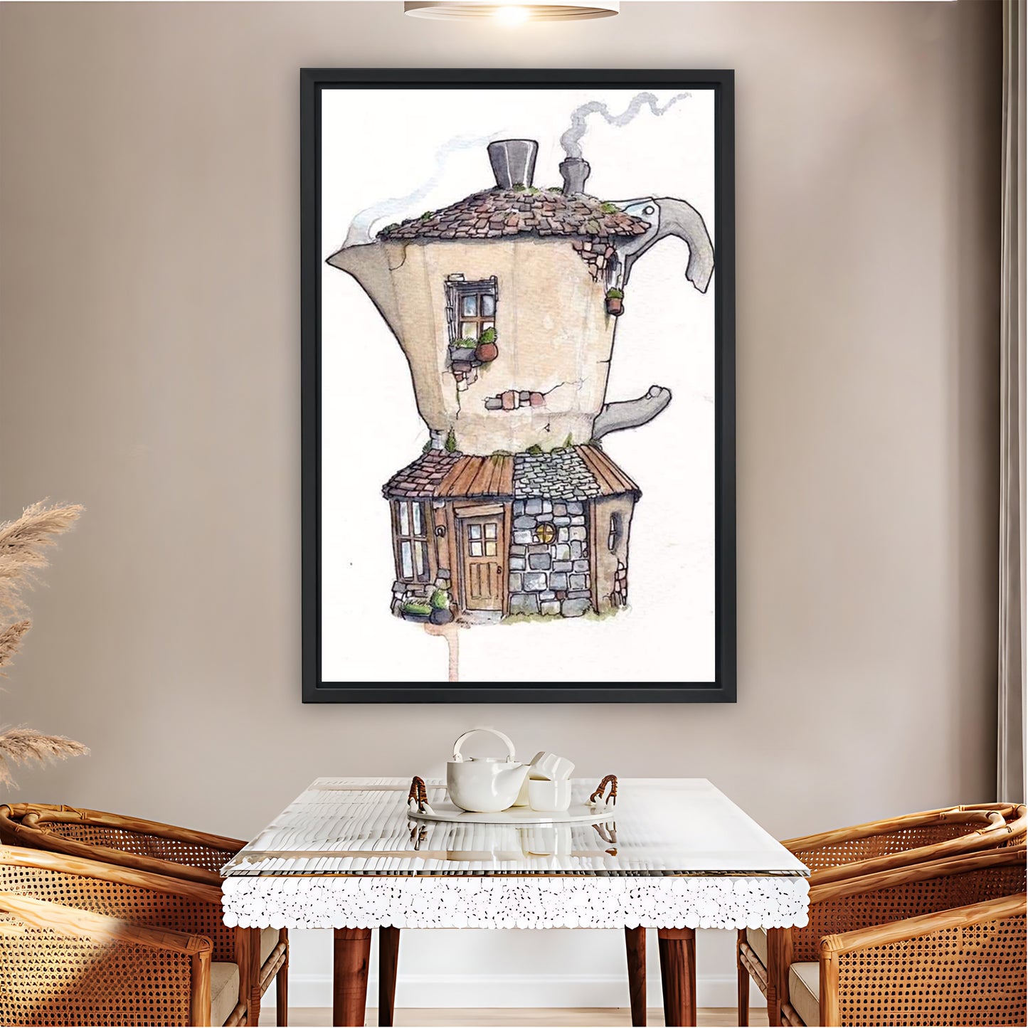 Moka Pot House Surreal Coffee Art Print|Liberty Signs #L830