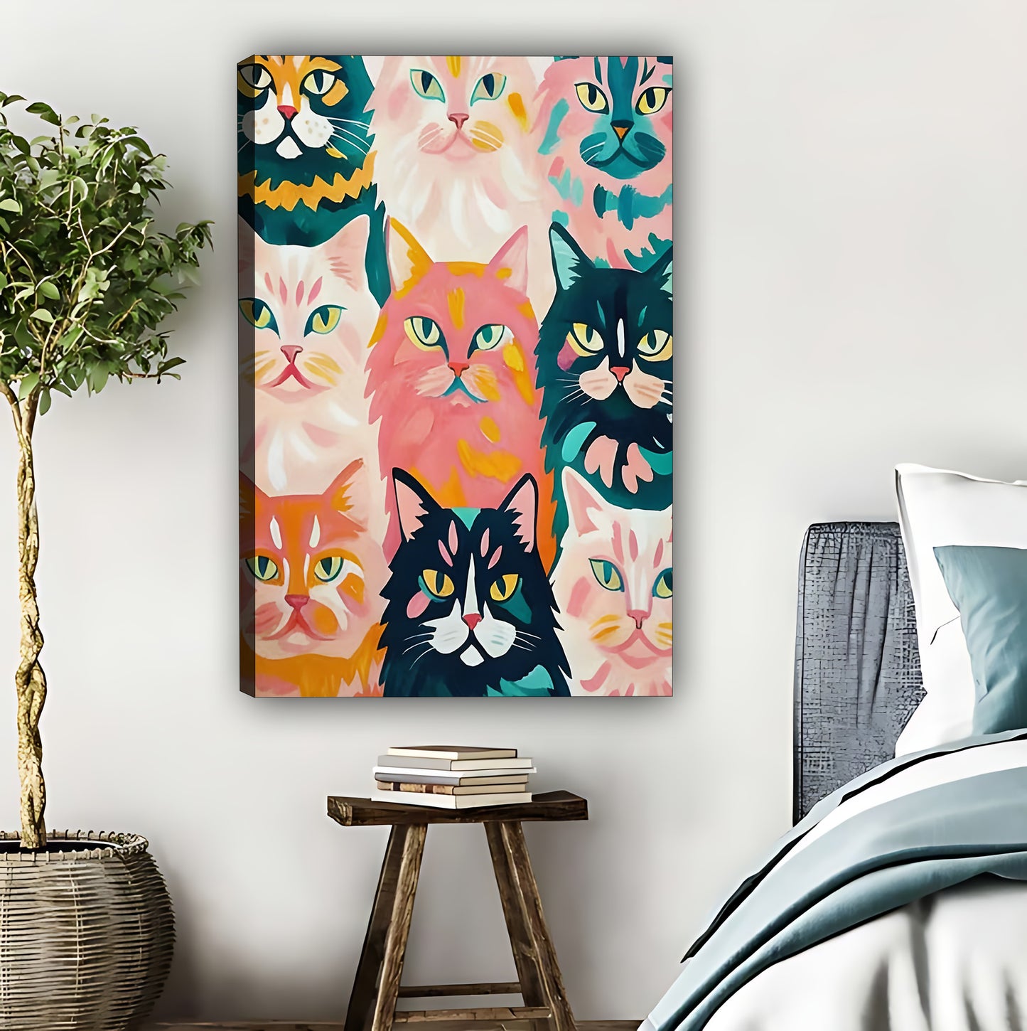 Colorful Cat Collage Art Print - Vibrant Feline Wall Decor|Liberty Signs #L428