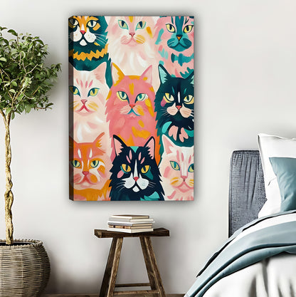 Colorful Cat Collage Art Print - Vibrant Feline Wall Decor|Liberty Signs #L428