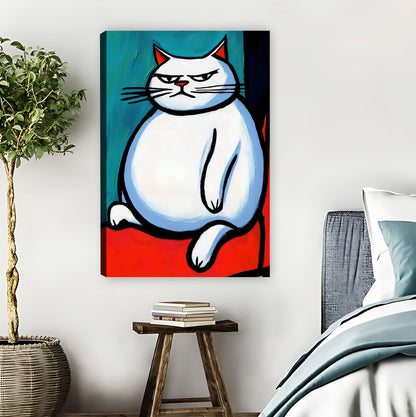 Chonky White Cat Funny Grumpy Wall Art Print|Liberty Signs #L855
