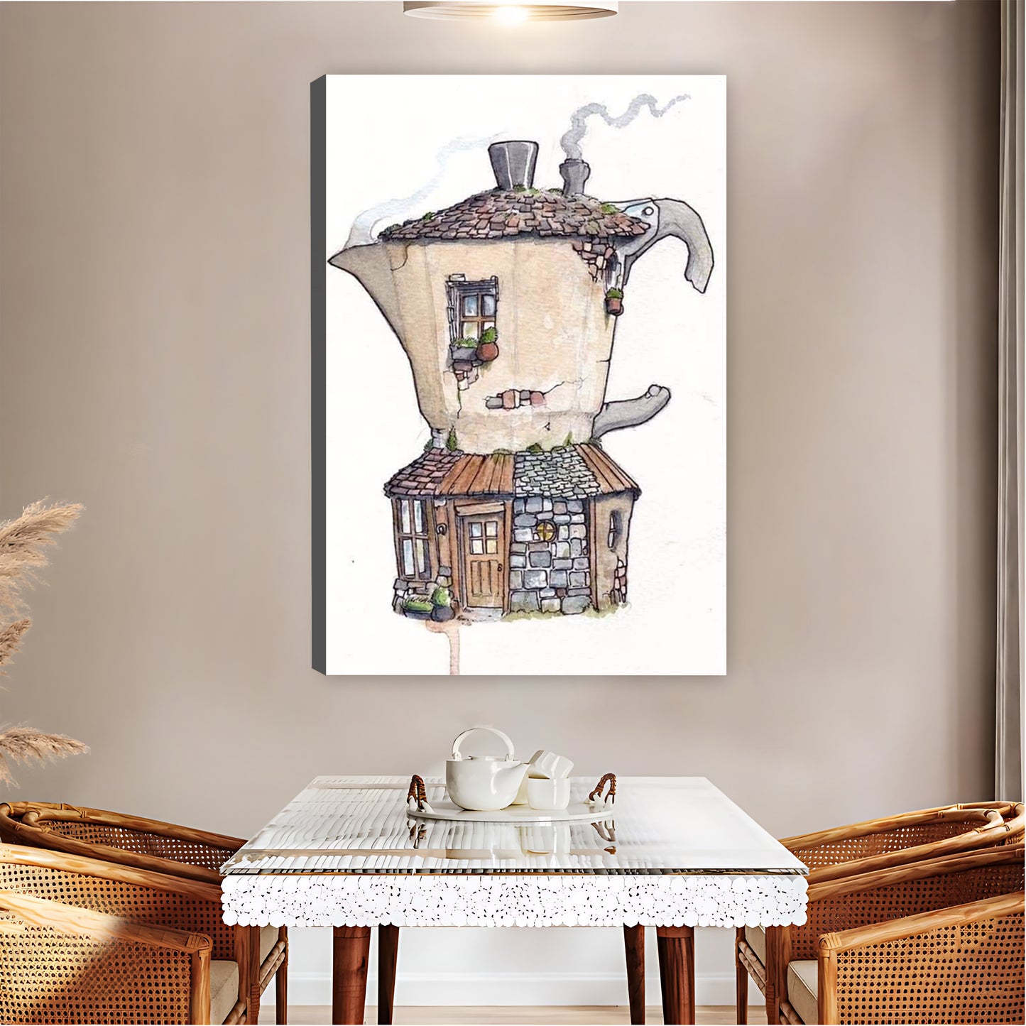 Moka Pot House Surreal Coffee Art Print|Liberty Signs #L830
