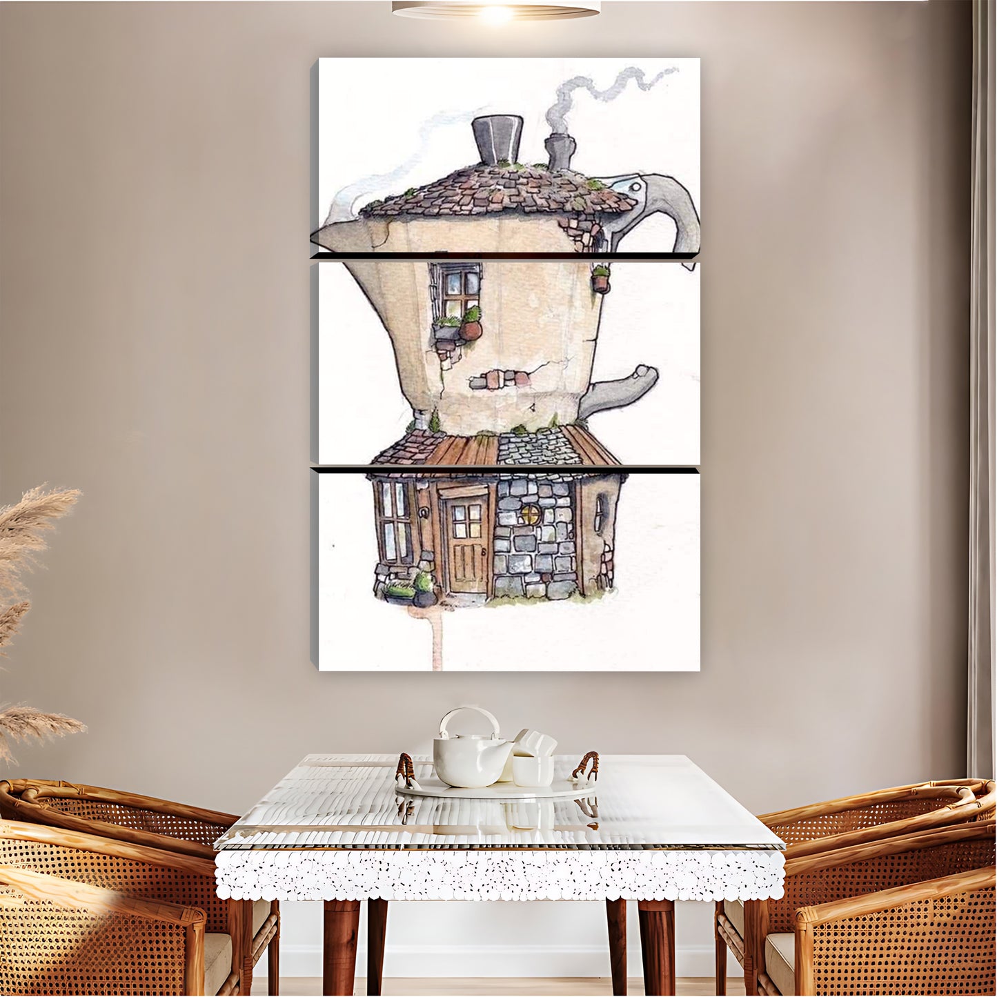 Moka Pot House Surreal Coffee Art Print|Liberty Signs #L830